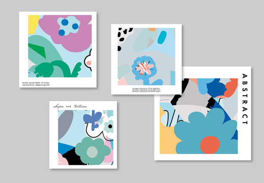 Set of Creative Floral Cards Layout