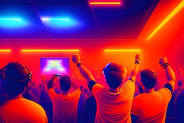  "Victory in Orange: A Professional Esports Gamer's Celebration". Generative AI. 