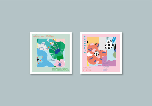 Set of Creative Floral Cards Layout