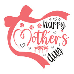 Happy Mothers day vector greeting card on white background. Hand drawn lettering as celebration badge, tag, icon. Text card invitation, template.