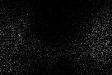 Distressed white grainy texture. Dust overlay textured. Grain noise particles. Rusted black background. Vector illustration. EPS 10.  