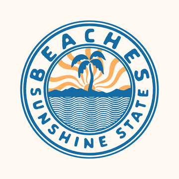 emblem illustration logo graphic beach design sunshine vintage tropical