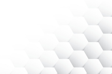 Fototapeta premium Abstract white and gray color, modern design background with geometric hexagonal shape, technology template. Vector illustration.