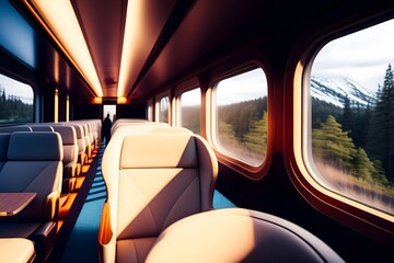 Fototapeta premium Serene Train Cabin: A Modern and Chic Journey. Generative AI. 