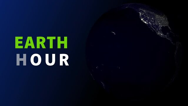 Animated Earth hour day with Earth's city lights seen from space