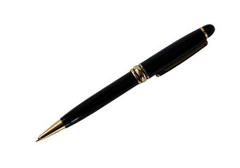 Automatic ballpoint pen isolated on white background.Business class black ballpoint pen.