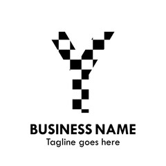 letter y with black and white squares. suitable for chess and racing or something else