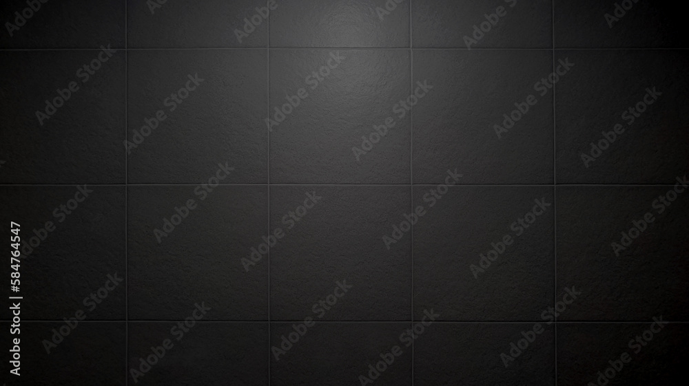 Wall mural slate tile ceramic for industrial interior decoration style. close up dark black square tile pattern