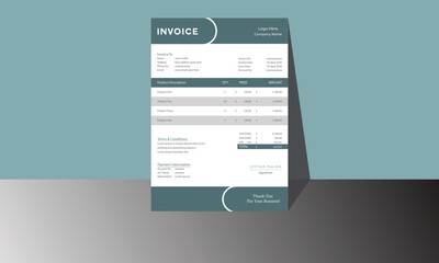 Creative Modern and Minimal Invoice Layout design.Invoice Layout with color Accents