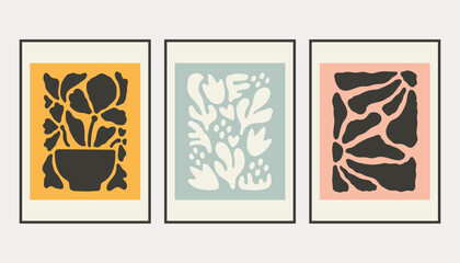 Matisse Abstract Art Set, Aesthetic Modern Art, Boho Decor, Minimalist Art, Illustration, Vector, Poster, Postcard.