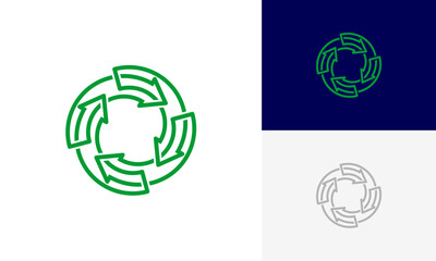 recycle line logo design vector