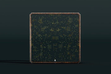 Man in front of a data manager cube