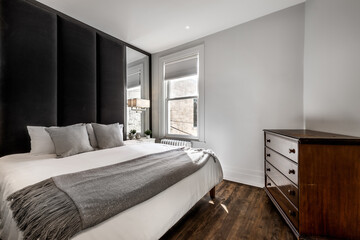 Fototapeta premium Renovated apartment in old house luxury style furnished and staged