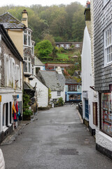 Street  of Cornwall with houses facing each other in UK