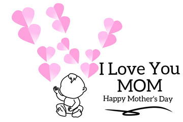 Mother's day greeting card. Mother's Day is celebrated on May 8. Vector banner with background isolated elements. Design for happy mother's day. Vector illustration.