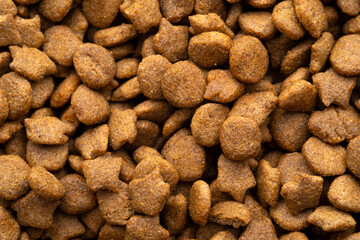 Fototapeta na wymiar Close up dry kibble dog food for background