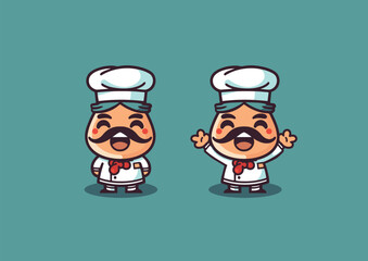 Cute Chef logo vector friendly cooking happy cook
