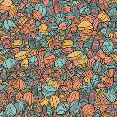 Fototapeta na wymiar A seamless pattern of Easter eggs. AI generated.