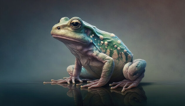 Frog abstract wallpaper. Soft background with toad in Pastel colors generative ai