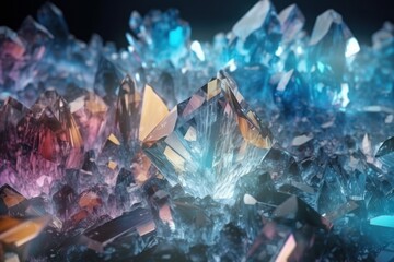 Fractal Icy Blue Crystal. Generative AI