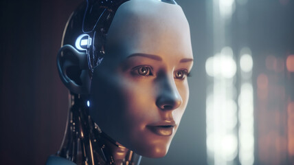 robotic woman - artificial -face -portrait