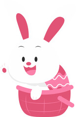 a bunny symbol complemented by a pink easter egg to celebrate Easter day for people of various Christians
