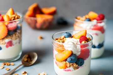 Healthy breakfast. Yogurt Parfait Generative AI
