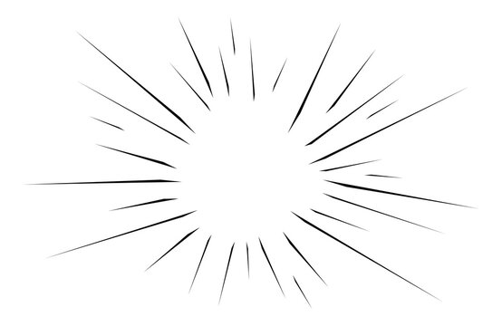 Abstract explosion radial lines isolated on white background. Speed lines frame, comic flash. Vector illustration
