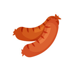 Grilled sausages. Bbq. Design element. Vector illustration in trendy flat style isolated on white background.	