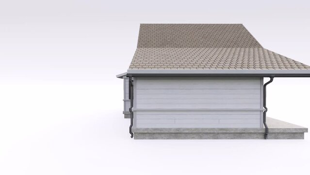3D render video of a country American house. Rotate 360 degrees. A high resolution