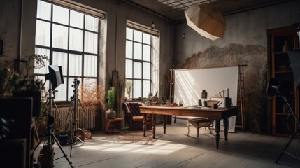 Modern and mobile: Industrial studio for the digital agency, studio photo, GENERATIVE AI
