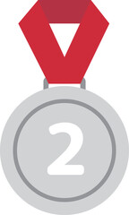 Competition silver medal Badge Vector flat illustration. 