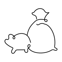 Financial Success Concept with Piggy Bank and Money Bag Icon