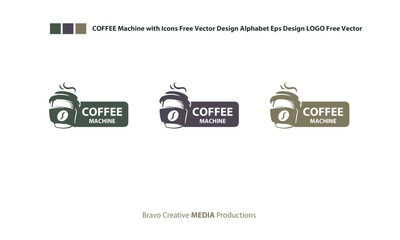 COFFEE Machine with Icons Free Vector Design Alphabet Eps Design LOGO Free Vector