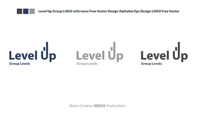 Level Up Group LOGO with Icons Free Vector Design Alphabet Eps Design LOGO Free Vector