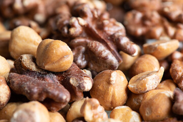 macro view on a mix of nuts