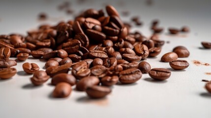Obraz premium Scattered coffee beans Generative AI