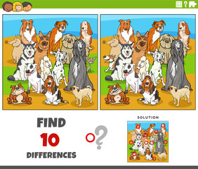 differences game with cartoon purebred dogs