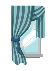 Vector of window with curtain.