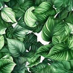 Seamless pattern with jungle leafs. Made with Generative AI.