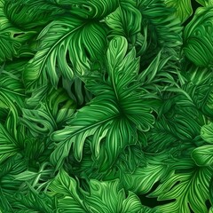 Fototapeta na wymiar Seamless pattern with jungle leafs. Made with Generative AI.