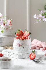 Dessert with strawberries and chia. 