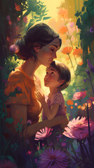 Mother with child, Mother's day concept