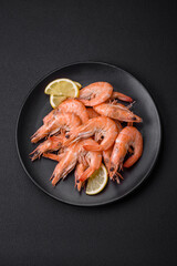 Tiger shrimp or langoustine boiled with spices and salt