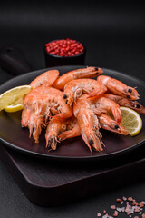 Tiger shrimp or langoustine boiled with spices and salt