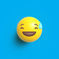 Naklejka premium Grinning Face with Sweat, Vector 3D Design Art