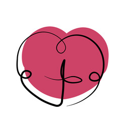 Christian icon Cross and heart in one line in color