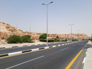 Beautiful Road  Mountains of Jabal Gaara  in the Country of Saudi Arabia 