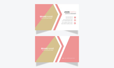 White and Pink paper Creative And Minimalist Business Card Horizontal Template simple clean layout corporate name card Modern Vector Business Card Double sided  Stationary Design Minimal