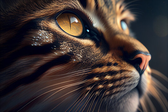 Close-up Portrait of a Tabby Cat - AI Generated Image